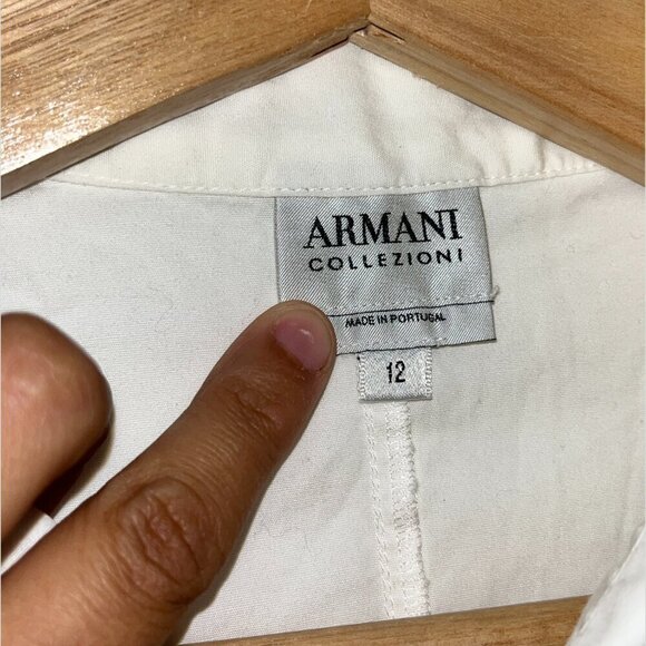 Armani Collezioni White Ruched Button-Down Classic Shirts Women’s Size 12 - Picture 5 of 11